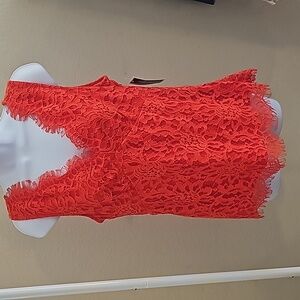 Red Lace Sleeveless Top Beige by eci Size 6